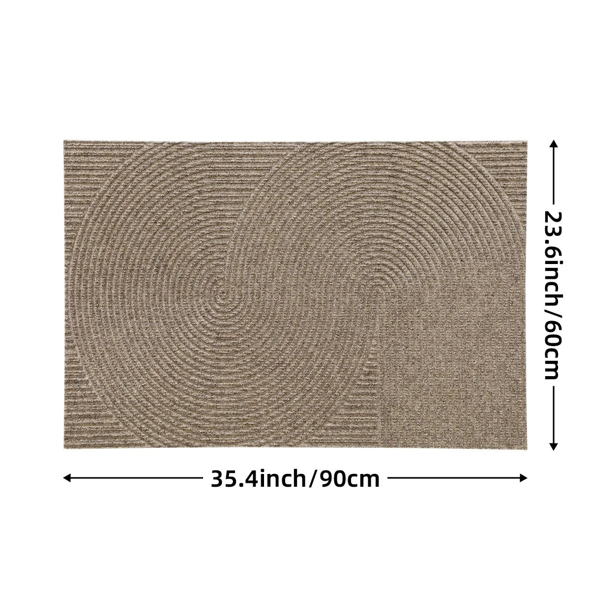 Paillasson d'extérieur relief 3D à motif spirale, avec cotes techniques : 90 x 60 cm - Nesty