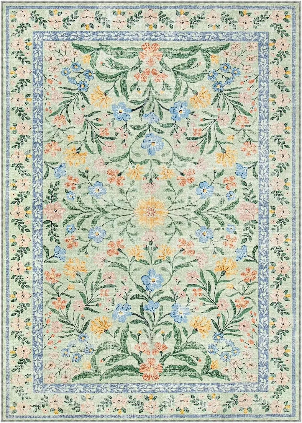 Tapis fleuri bohème rose Nesty - Flanelle douce (vue 10)