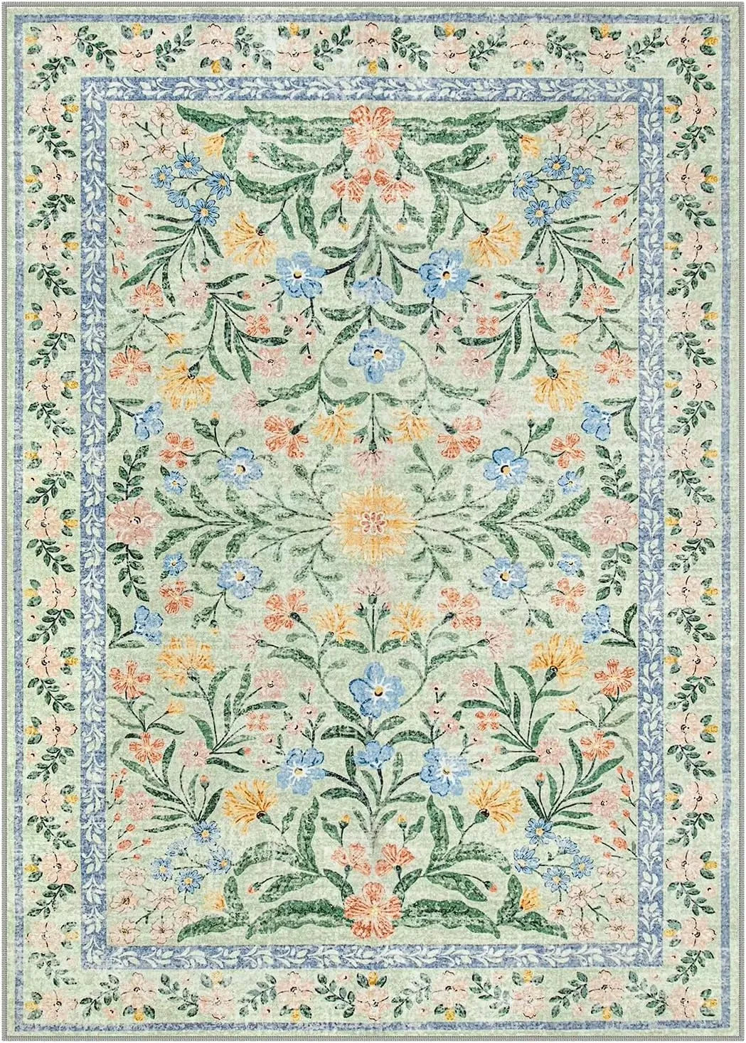 Tapis fleuri bohème rose Nesty - Flanelle douce (vue 10)
