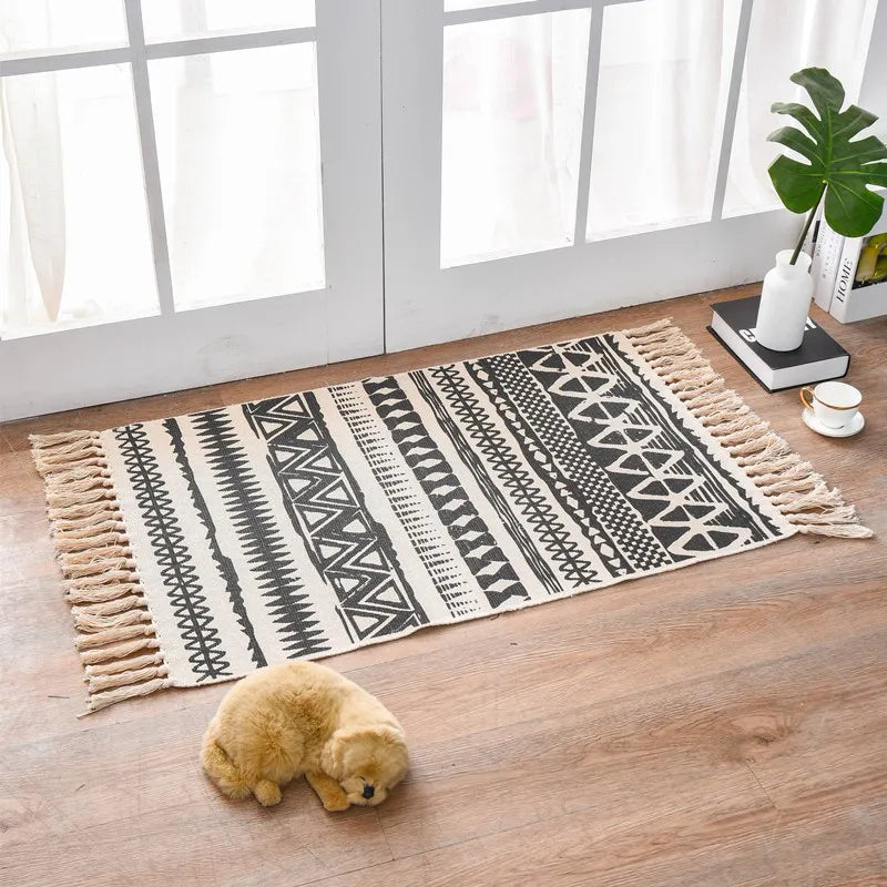 Tapis en coton et lin tissé main — motif berbère - Nesty (vue 9)