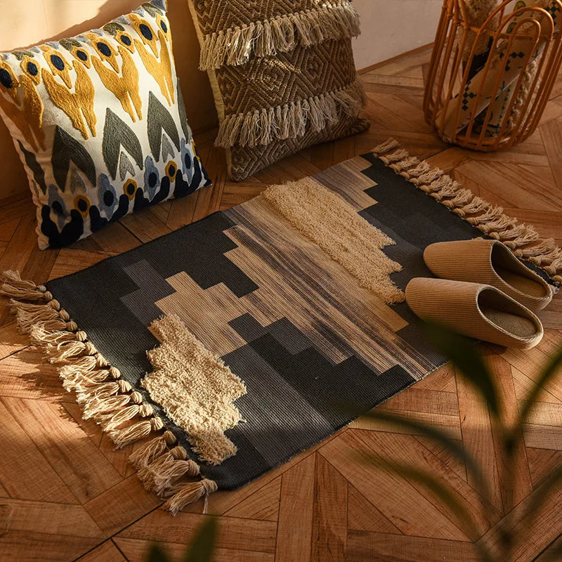Tapis tissé main à franges — esprit bohème - Nesty (vue 28)