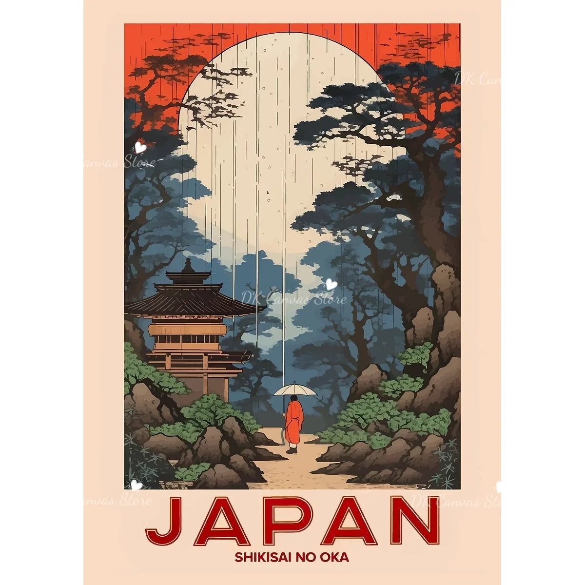 Toile murale illustrée Nesty - Scène japonaise vintage (vue 17)