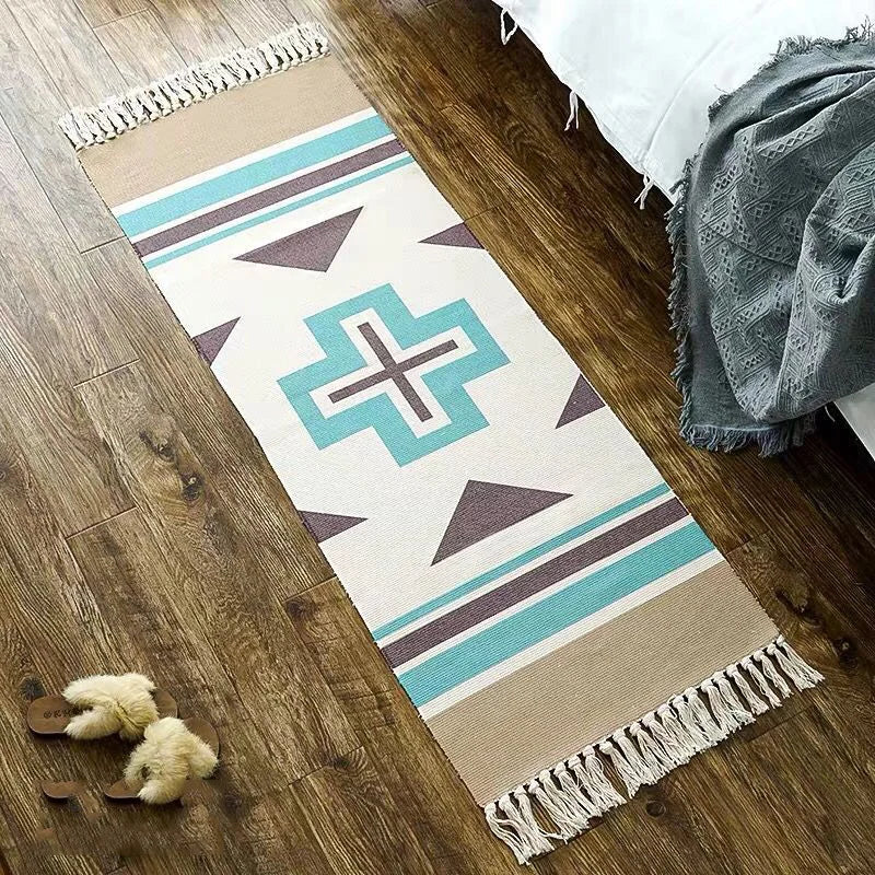 Tapis en coton et lin tissé main — motif berbère - Nesty (vue 7)