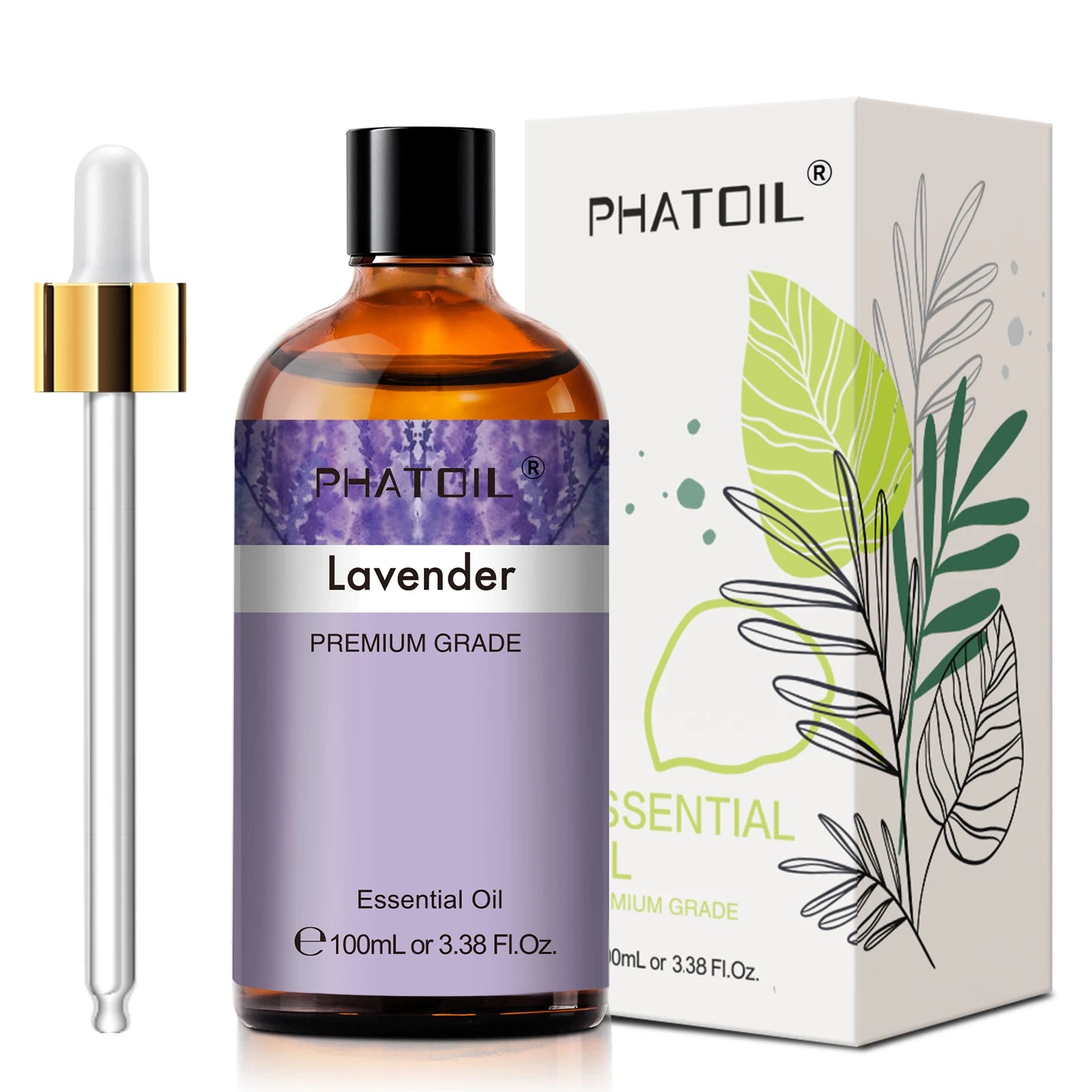 Huile essentielle eucalyptus Nesty - Flacon Lavande PHATOIL avec compte-gouttes et étui violet