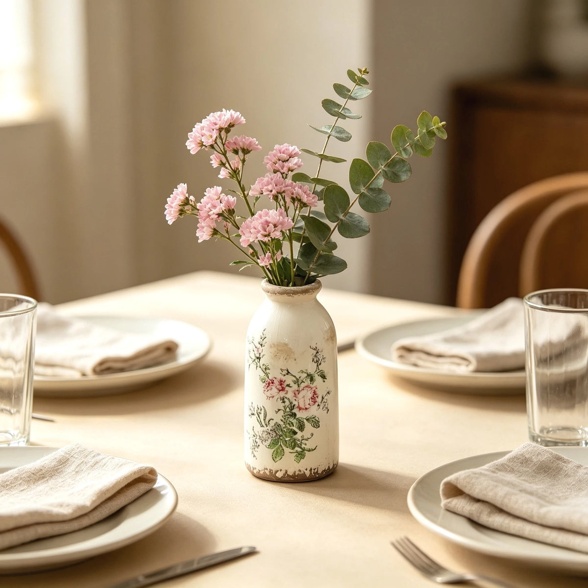 Vase bouteille de lait en céramique craquelée blanche - Nesty (vue 1)