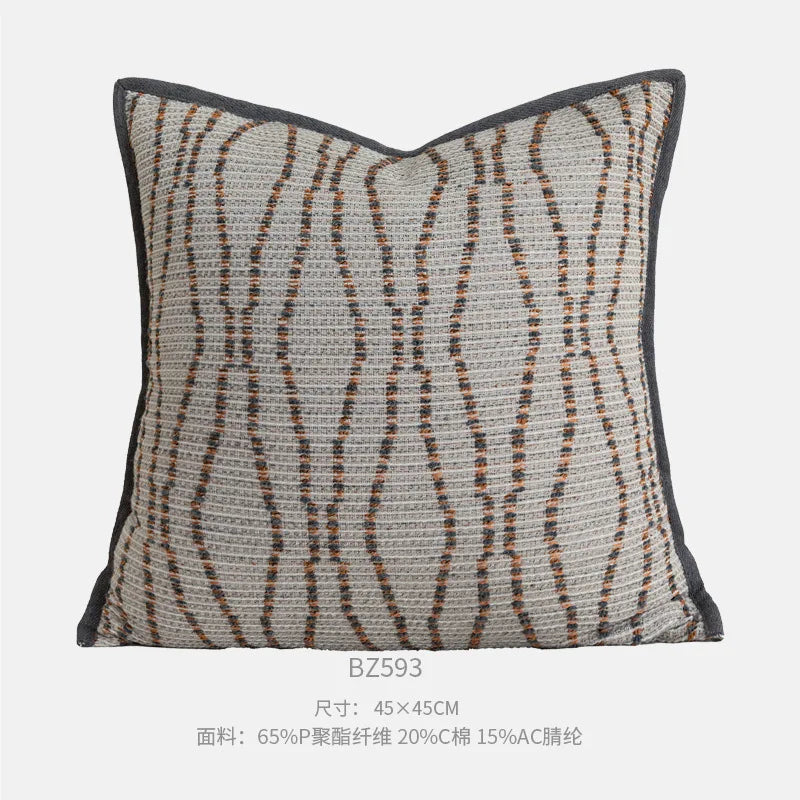 Housse de coussin en coton et lin beige Nesty - Bordure texturée (vue 6)