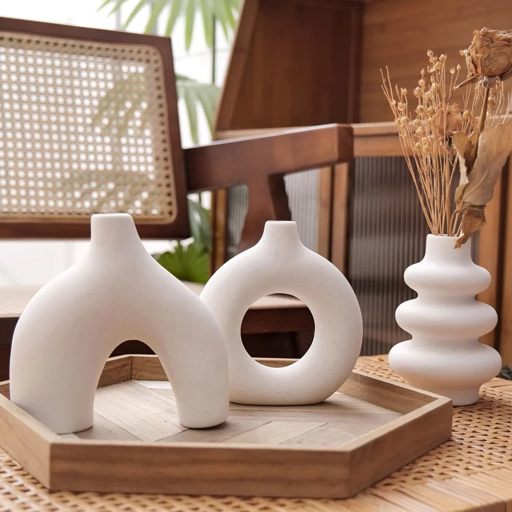 Trio de vases en céramique nordique et bohème - Nesty (vue 2)