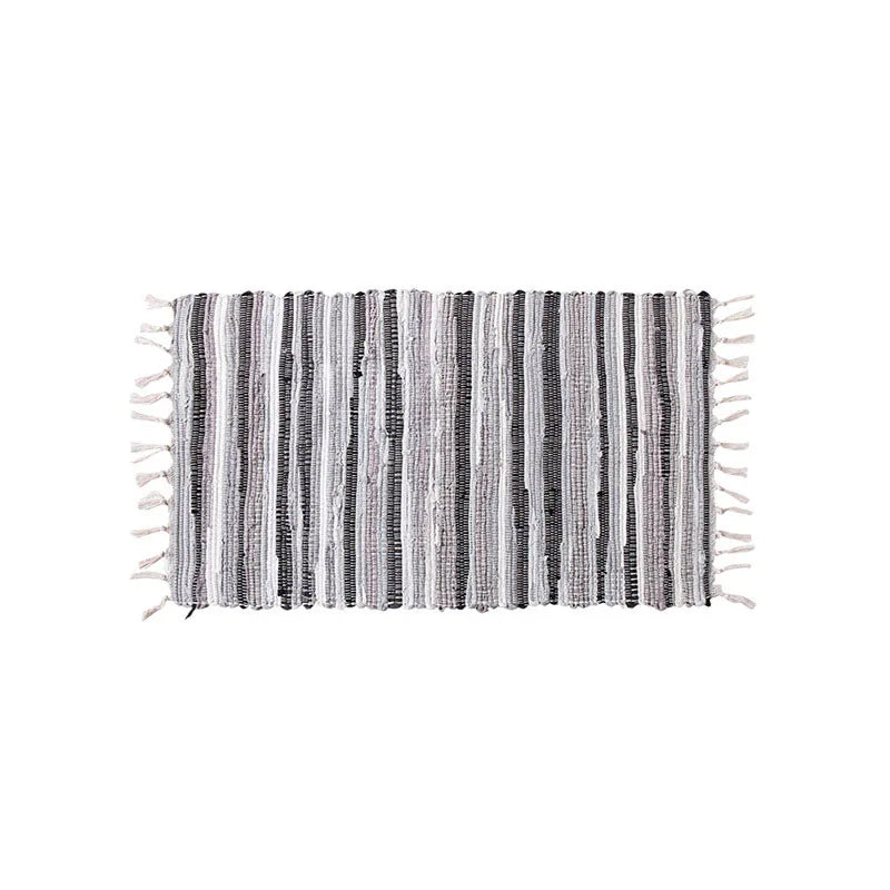 Tapis à franges tissé main — motif rayé (vue 7) - Nesty