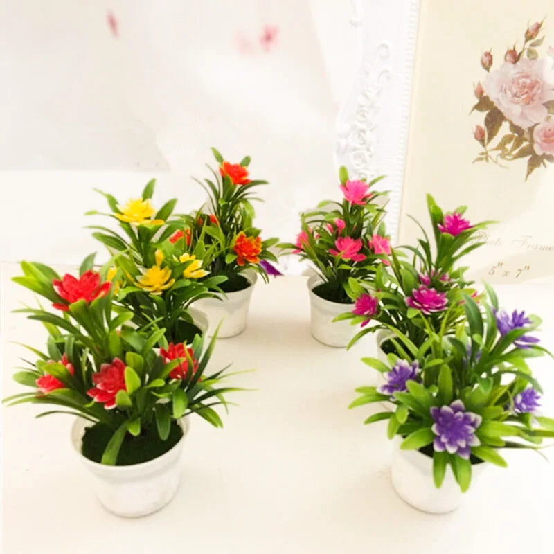 Pot de fleurs artificielles lotus Nesty - Quatre coloris présentés ensemble