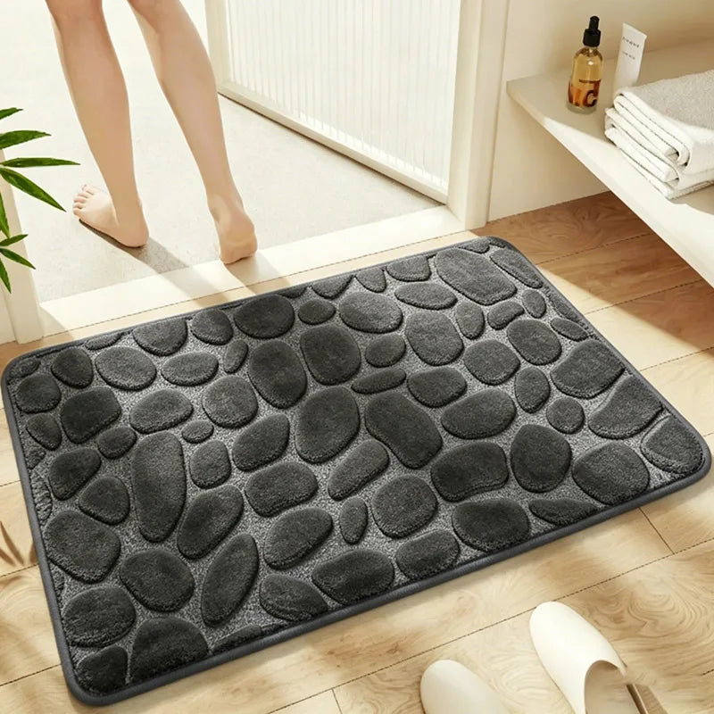 Tapis de bain en microfibre — texture galets, doux et absorbant - Nesty (vue 1)