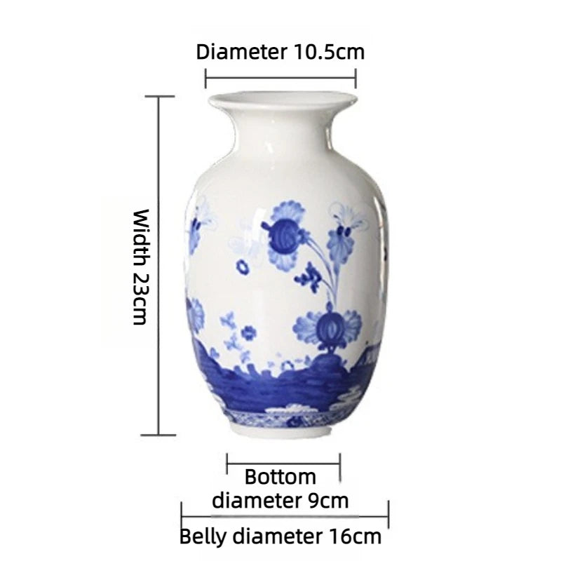 Vase en porcelaine peint à la main — motif bleu et blanc (vue 10) - Nesty
