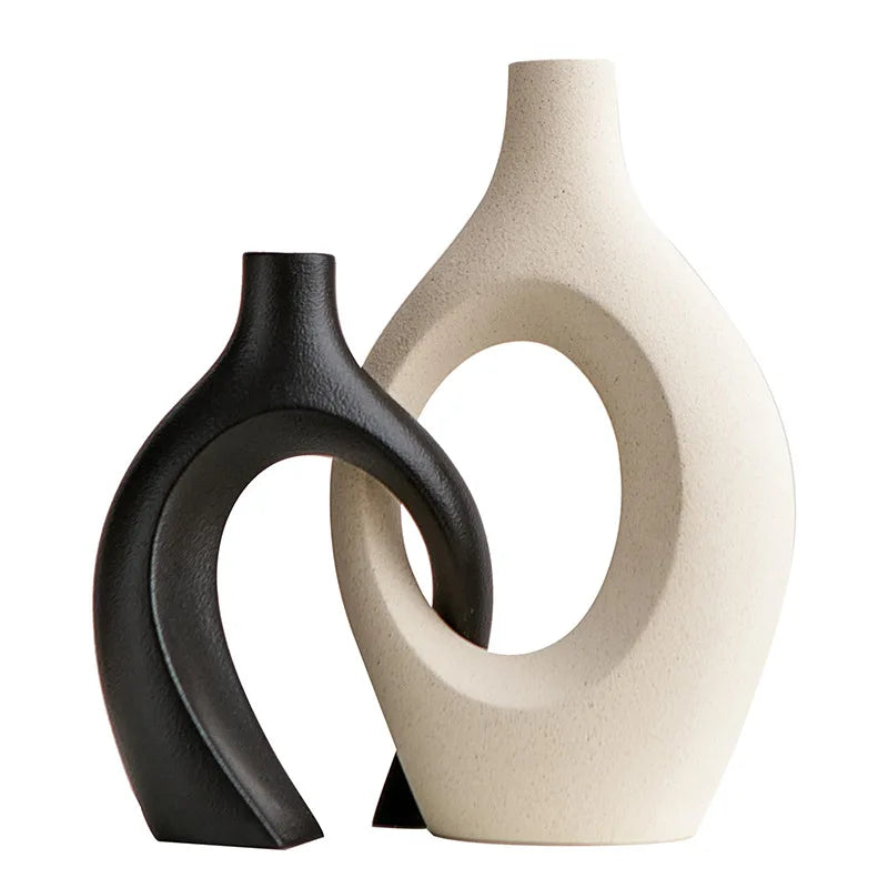 Duo de vases céramique donut noir et blanc - Nesty (vue 8)