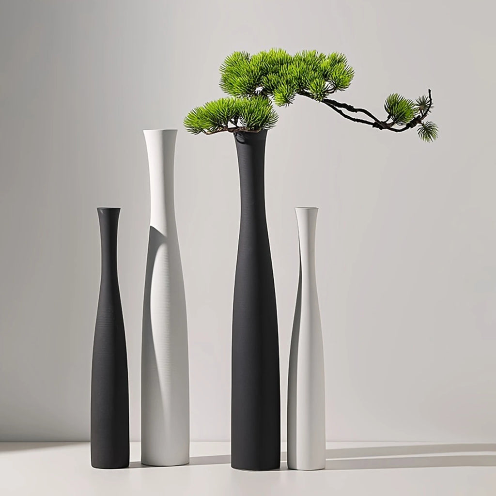 Duo de vases décoratifs blanc et noir, motif ajouré - Nesty (vue 2)