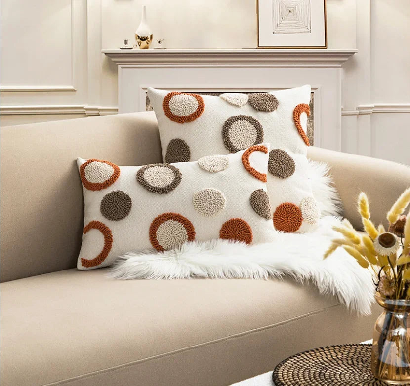 Housse de coussin bouclette — broderie géométrique bohème (vue 9) - Nesty