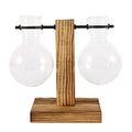 Vase hydroponique en verre sur pied bois Nesty - Planteur vintage (vue 7)