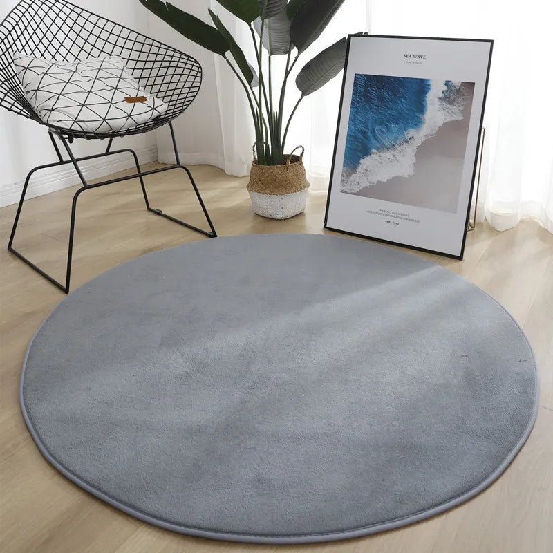 Tapis rond en velours corail — coloris unis (vue 9) - Nesty