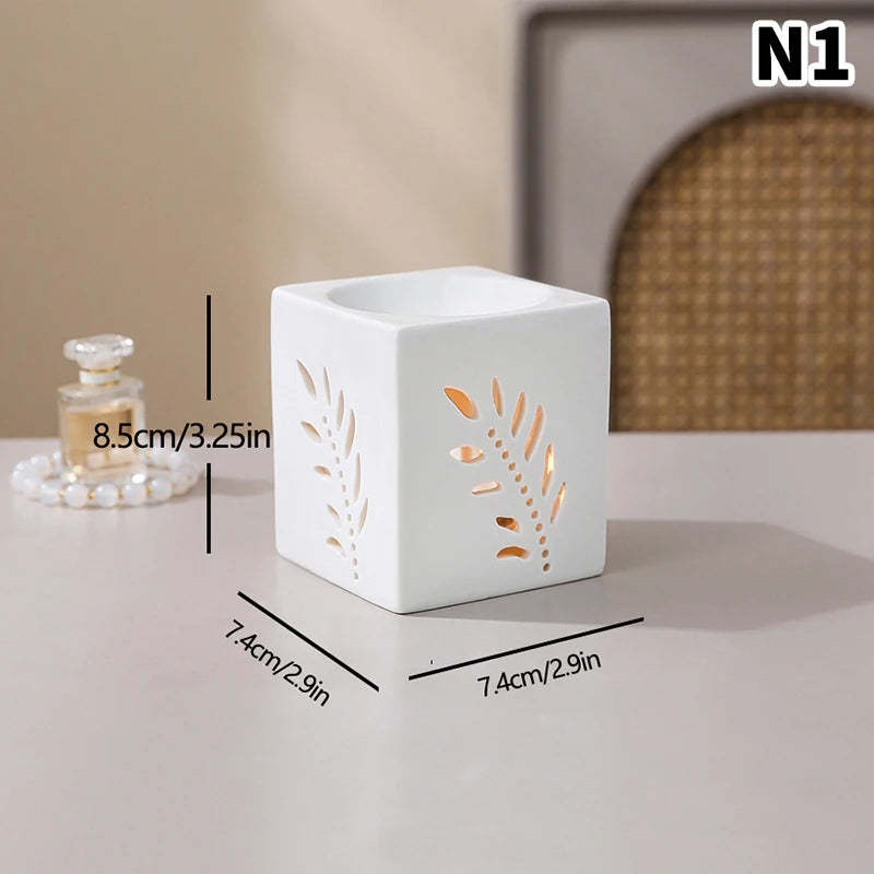 Brûle-parfum en céramique ajourée, chauffe-bougie (vue 12) - Nesty
