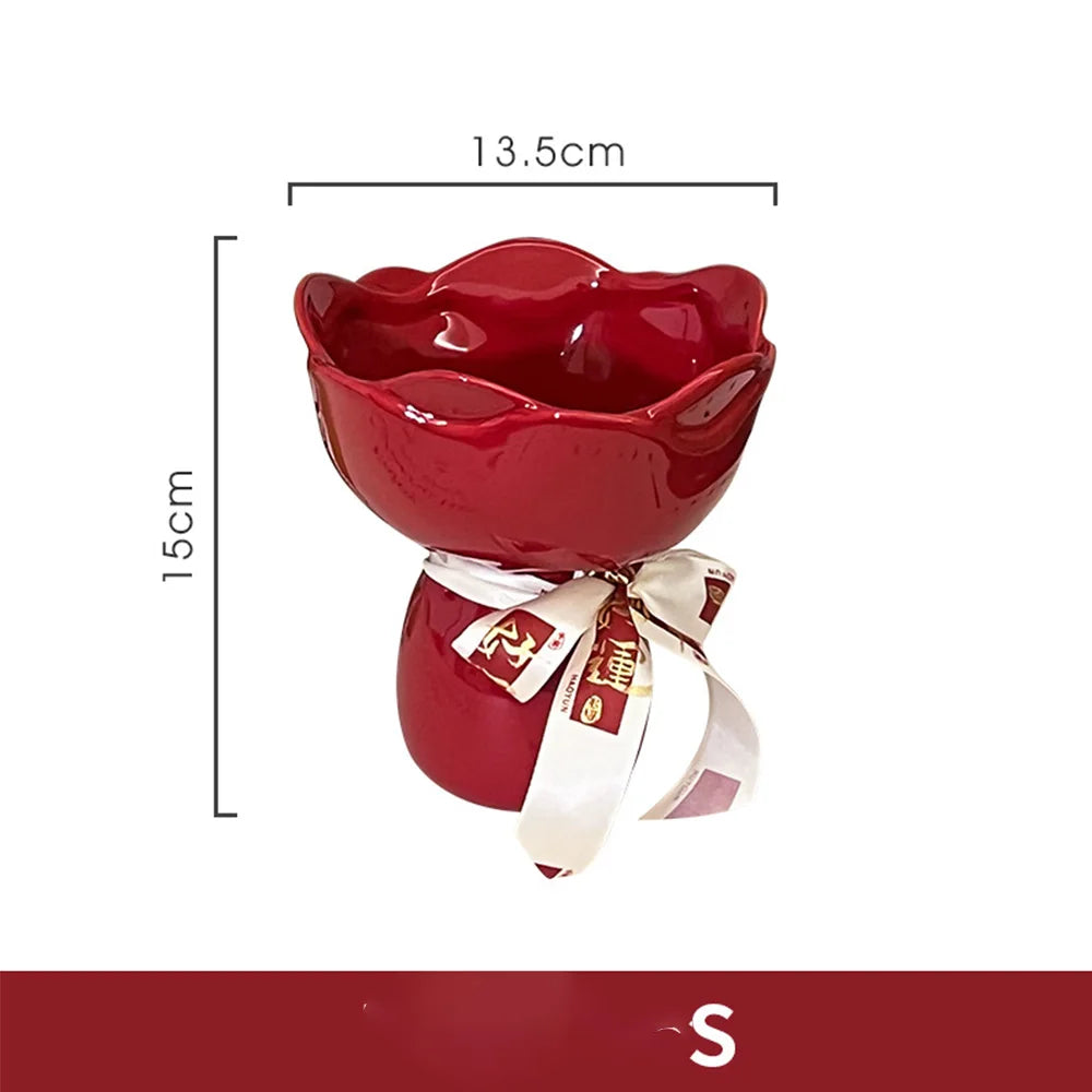Vase en céramique en forme de rose — modèle bureau (vue 10) - Nesty
