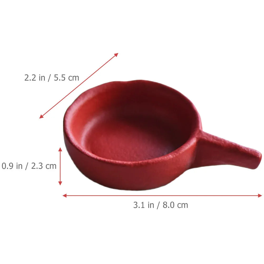 Duo de photophores en céramique Nesty - Dimensions annotées de la coupelle rouge : 8 x 5,5 x 2,3 cm
