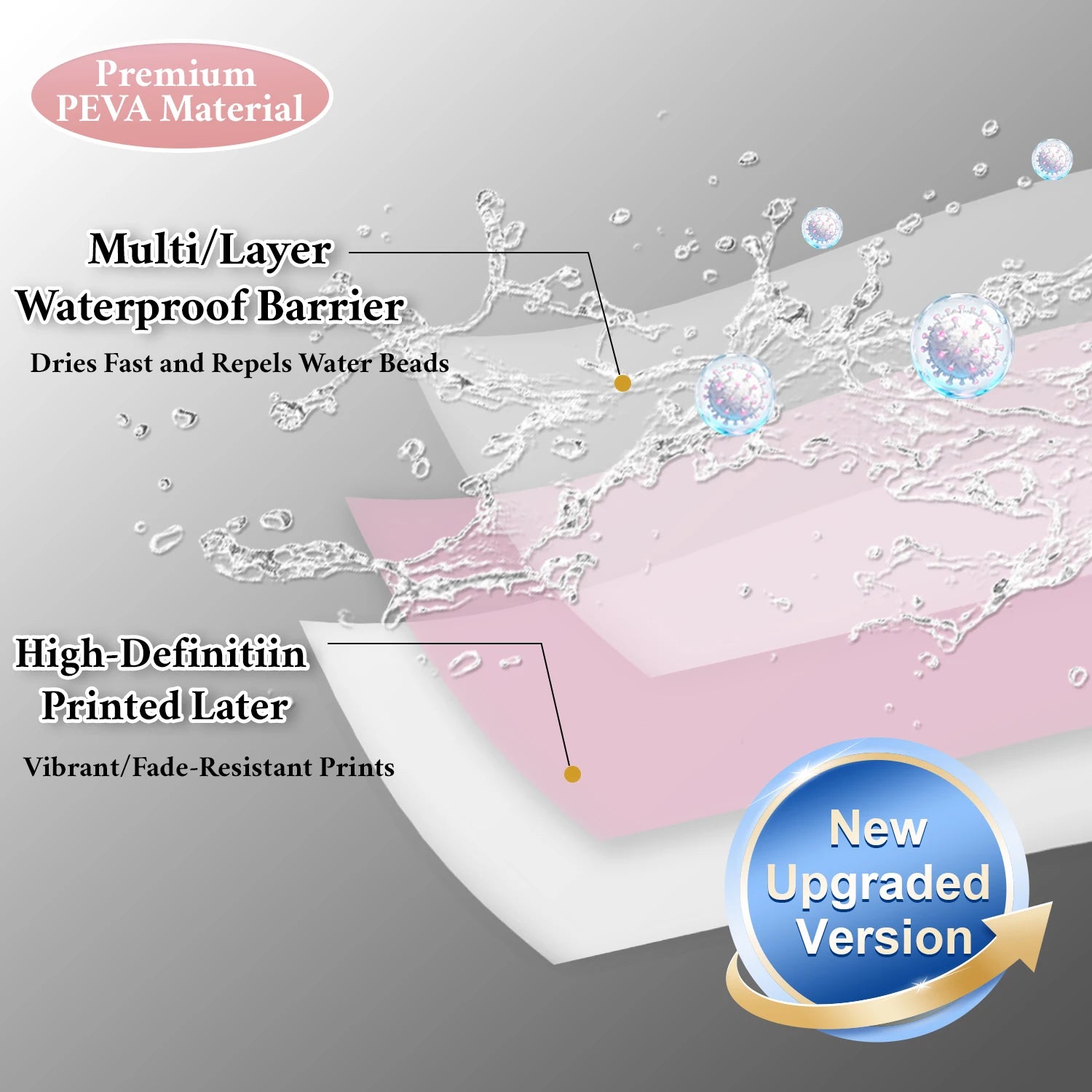 Rideau de douche rose pâle uni, imperméable et minimaliste - Nesty (vue 4)