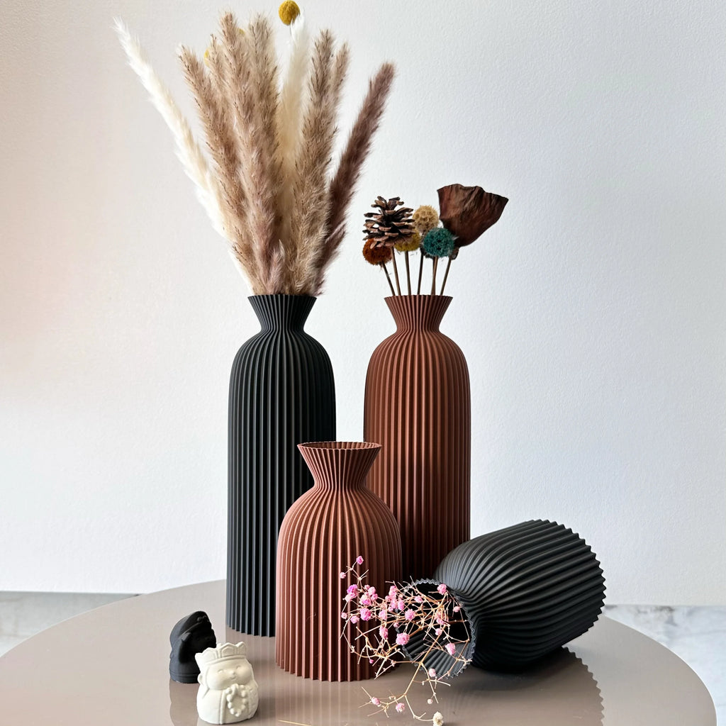 Duo de vases à motif ondulé pour fleurs séchées (vue 6) - Nesty