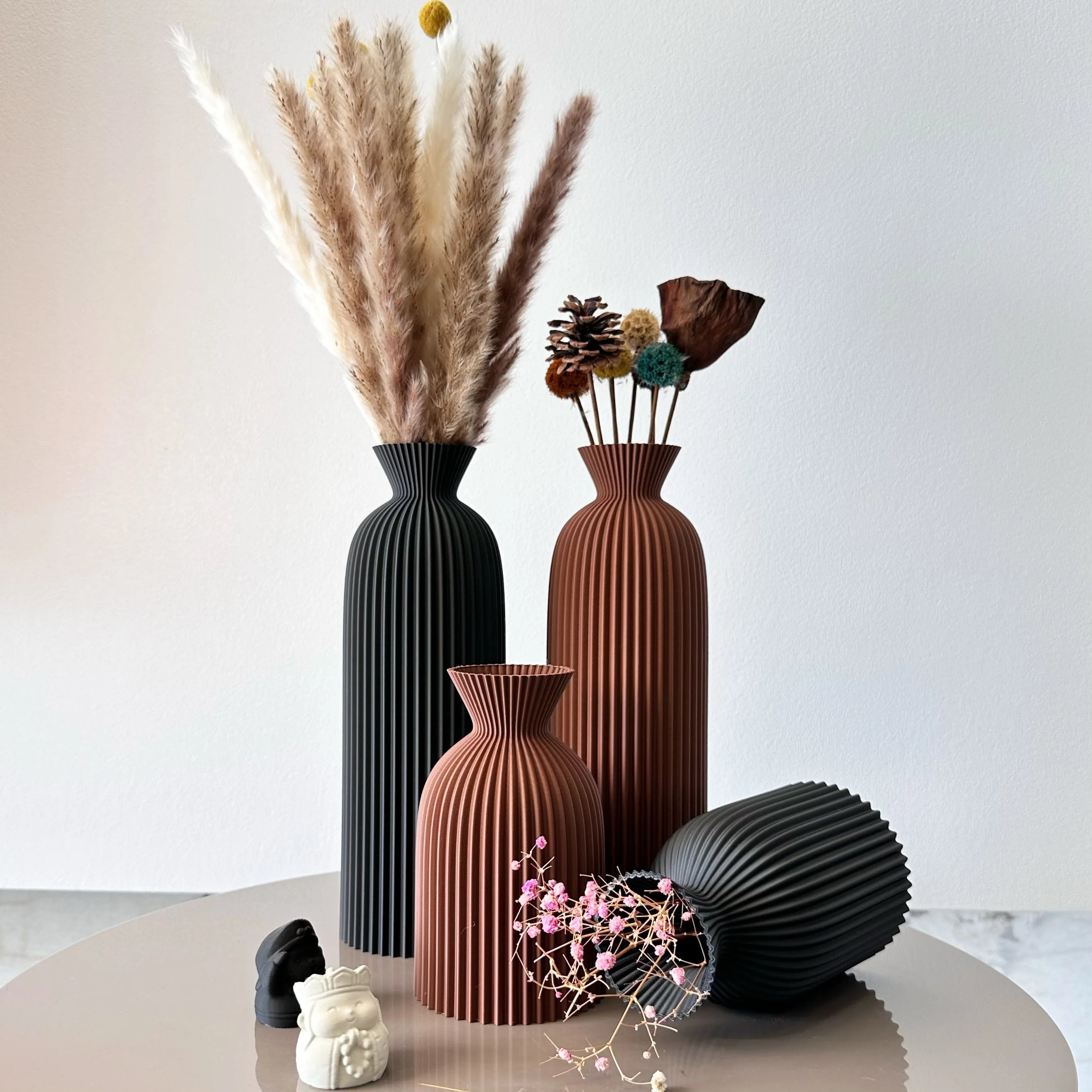 Duo de vases à motif ondulé pour fleurs séchées (vue 6) - Nesty