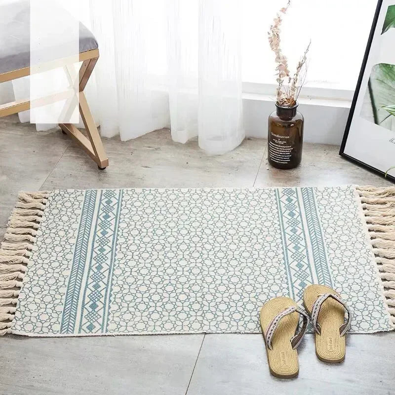 Tapis boho tissé main — franges et motif géométrique - Nesty (vue 11)