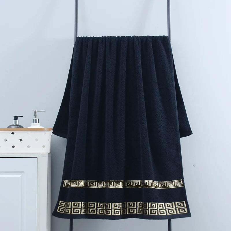Duo de serviettes de bain noires en coton brodé - Nesty (vue 8)