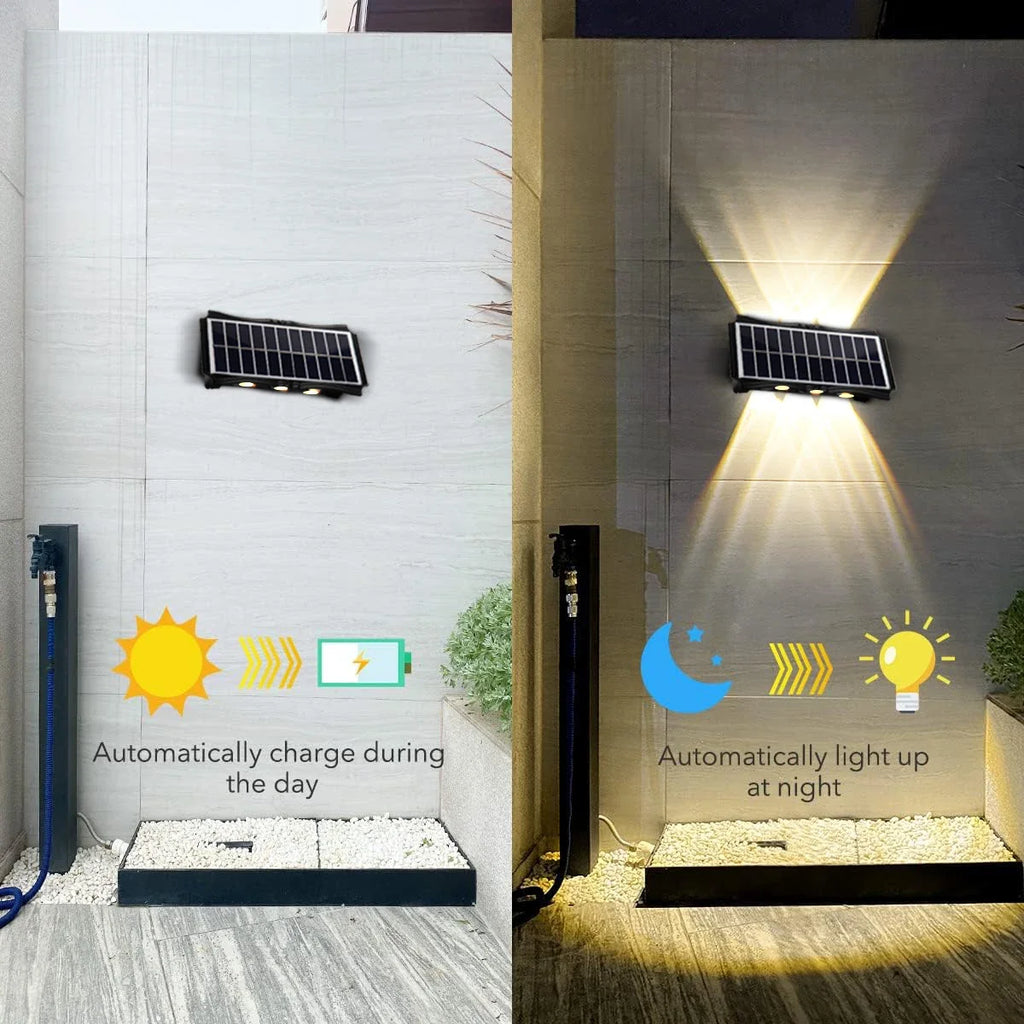 Applique solaire d'extérieur Nesty - Comparatif charge de jour et éclairage de nuit