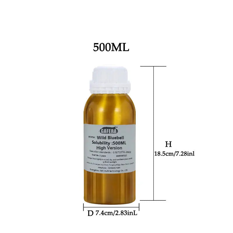 Recharge huile parfumée pour diffuseur Nesty - Flacon 500 ml avec dimensions indiquées, hauteur 18,5 cm