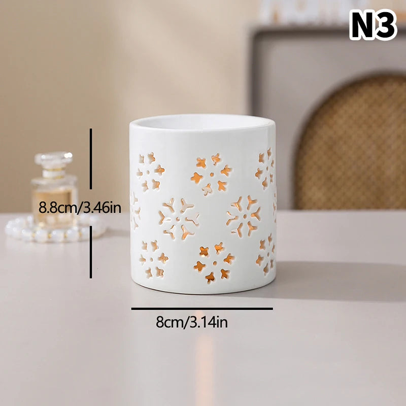 Brûle-parfum en céramique ajourée, chauffe-bougie (vue 11) - Nesty