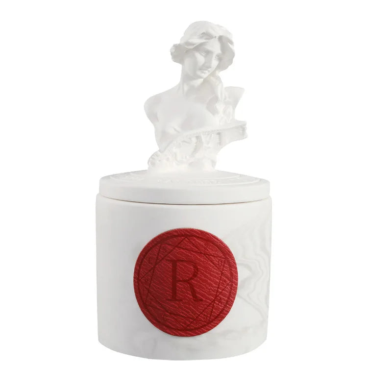 Photophore en plâtre sculpté, boite à bougie avec couvercle (vue 5) - Nesty