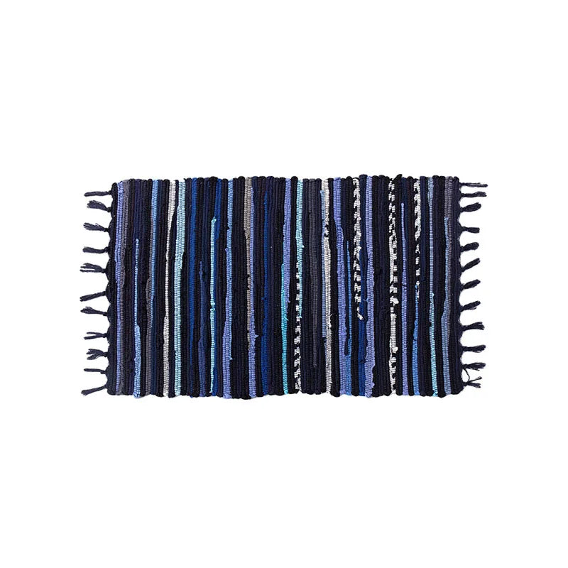 Tapis à franges tissé main Nesty - Motif rayé