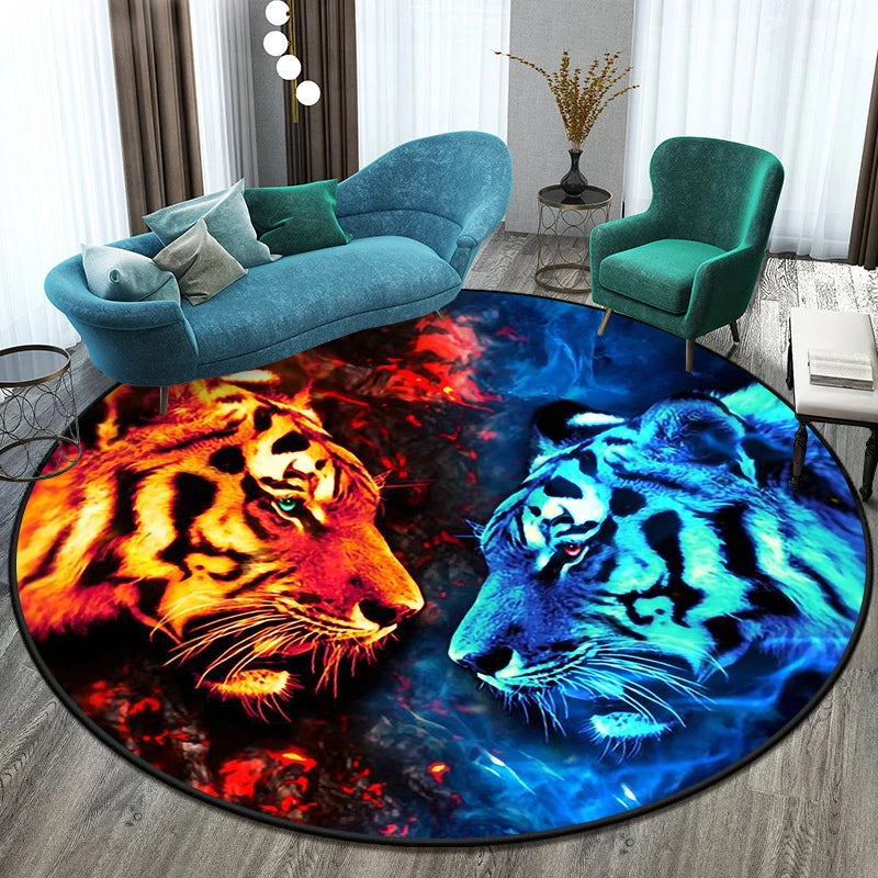 Tapis rond illustré tigre Nesty - Pour chambre d'enfant (vue 11)