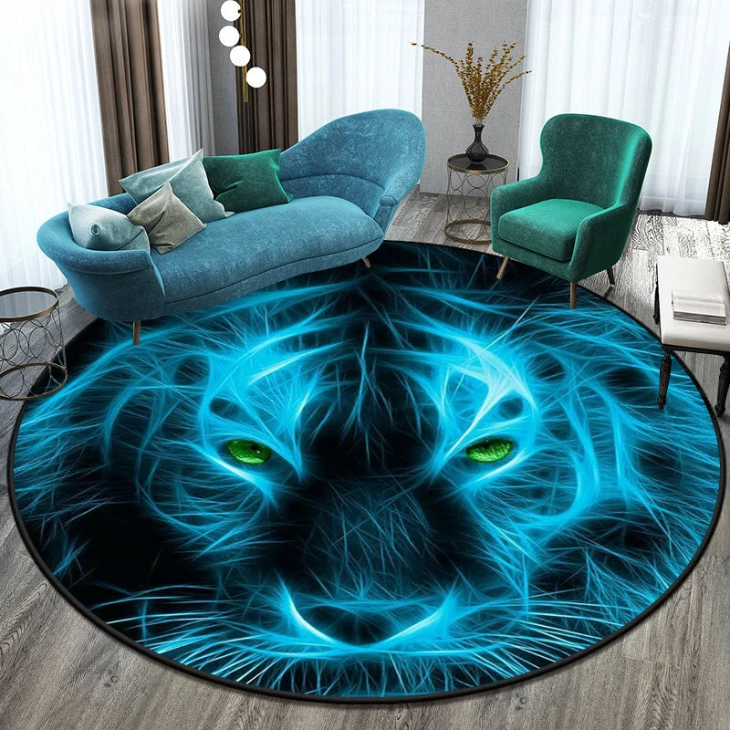 Tapis rond illustré tigre Nesty - Pour chambre d'enfant (vue 7)