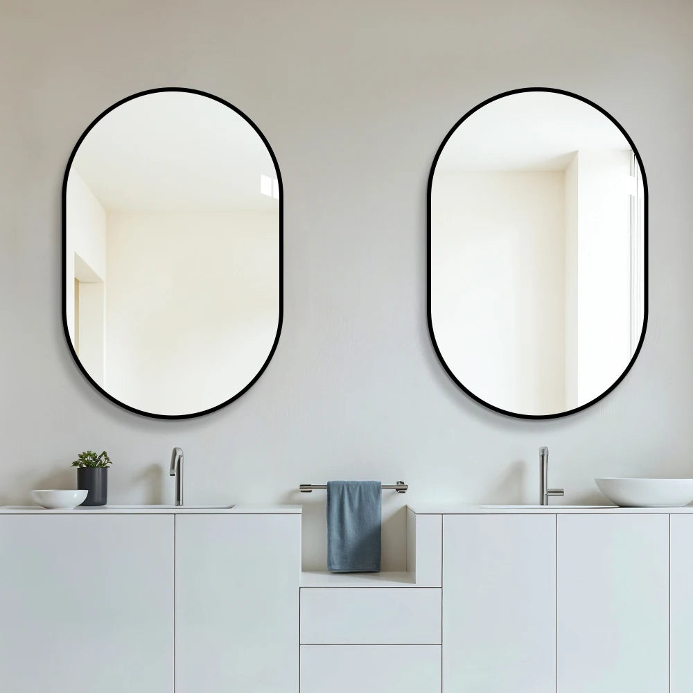 Miroir cintré en aluminium noir — format vertical ou horizontal - Nesty (vue 3)
