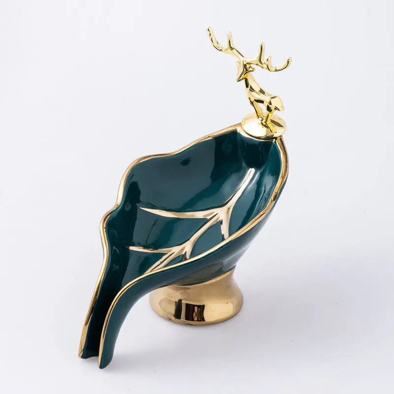 Porte-savon en céramique finition bronze, forme feuille (vue 8) - Nesty