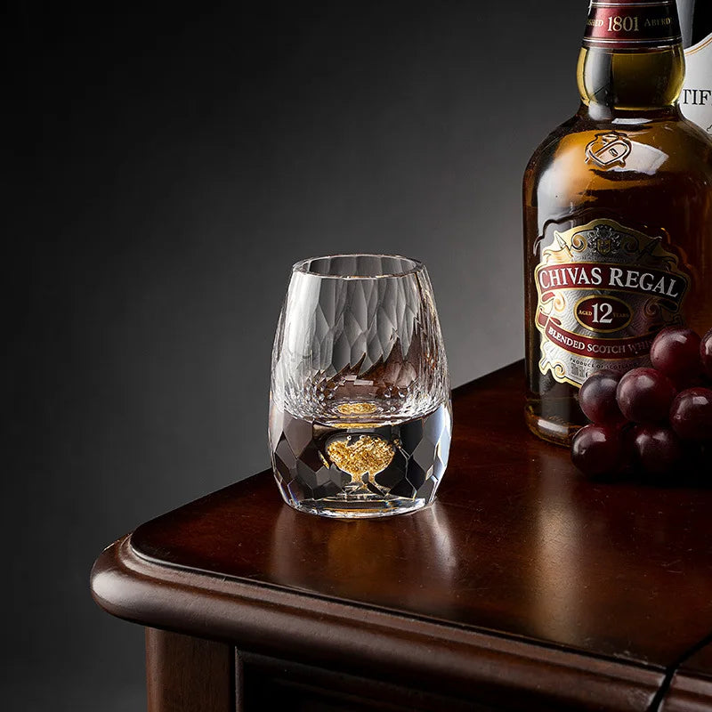 Set de verres à liqueur en verre taillé et liseré doré - Nesty (vue 5)