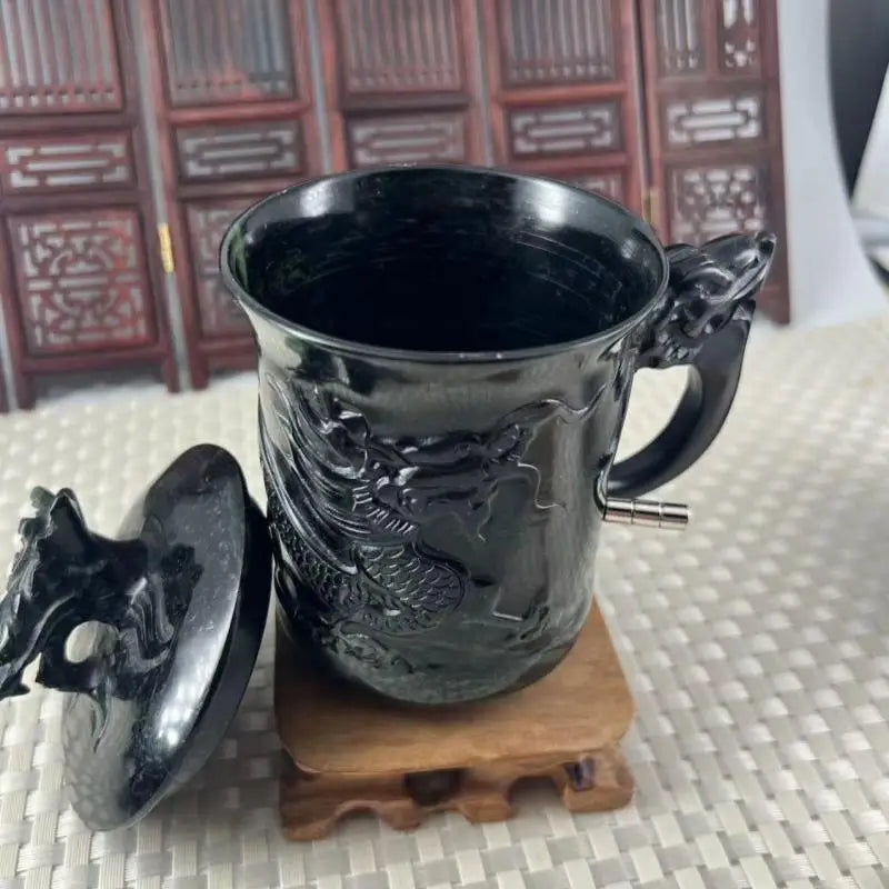 Tasse en pierre naturelle avec couvercle, motif dragon - Nesty (vue 6)