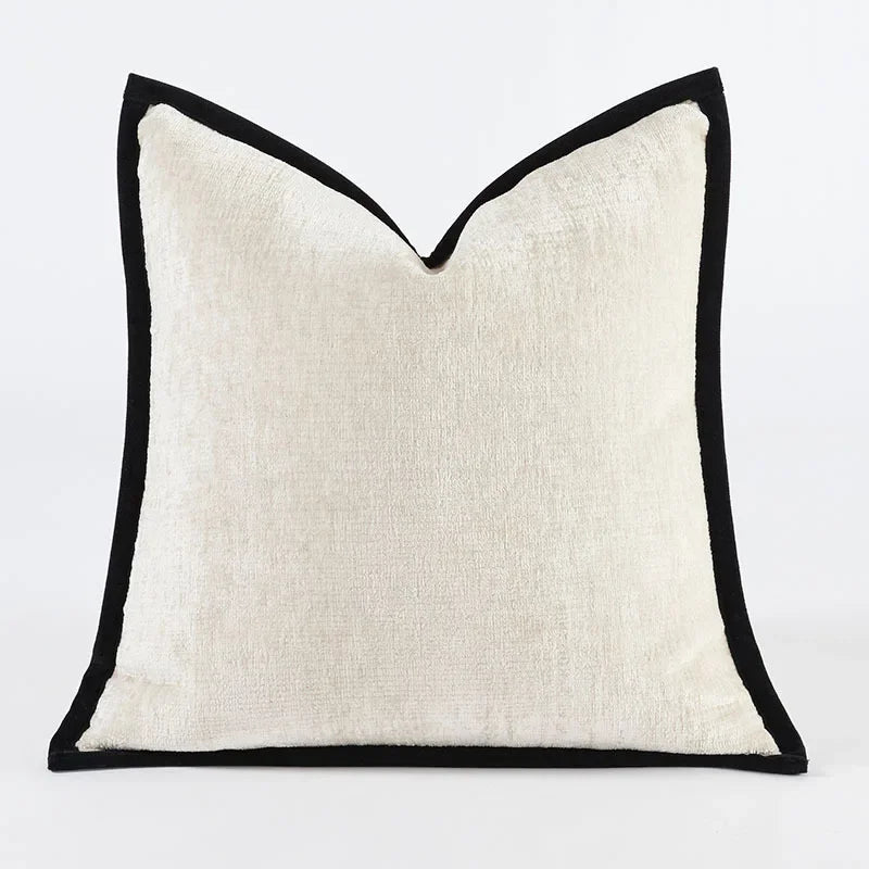 Housse de coussin en chénille épaisse Nesty - Uni, bords piqués (vue 7)