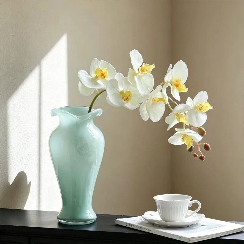 Vase en verre peint rose, décoration florale - Nesty (vue 4)