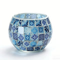 Photophore en verre mosaïque, style porcelaine bleu et blanc (vue 7) - Nesty