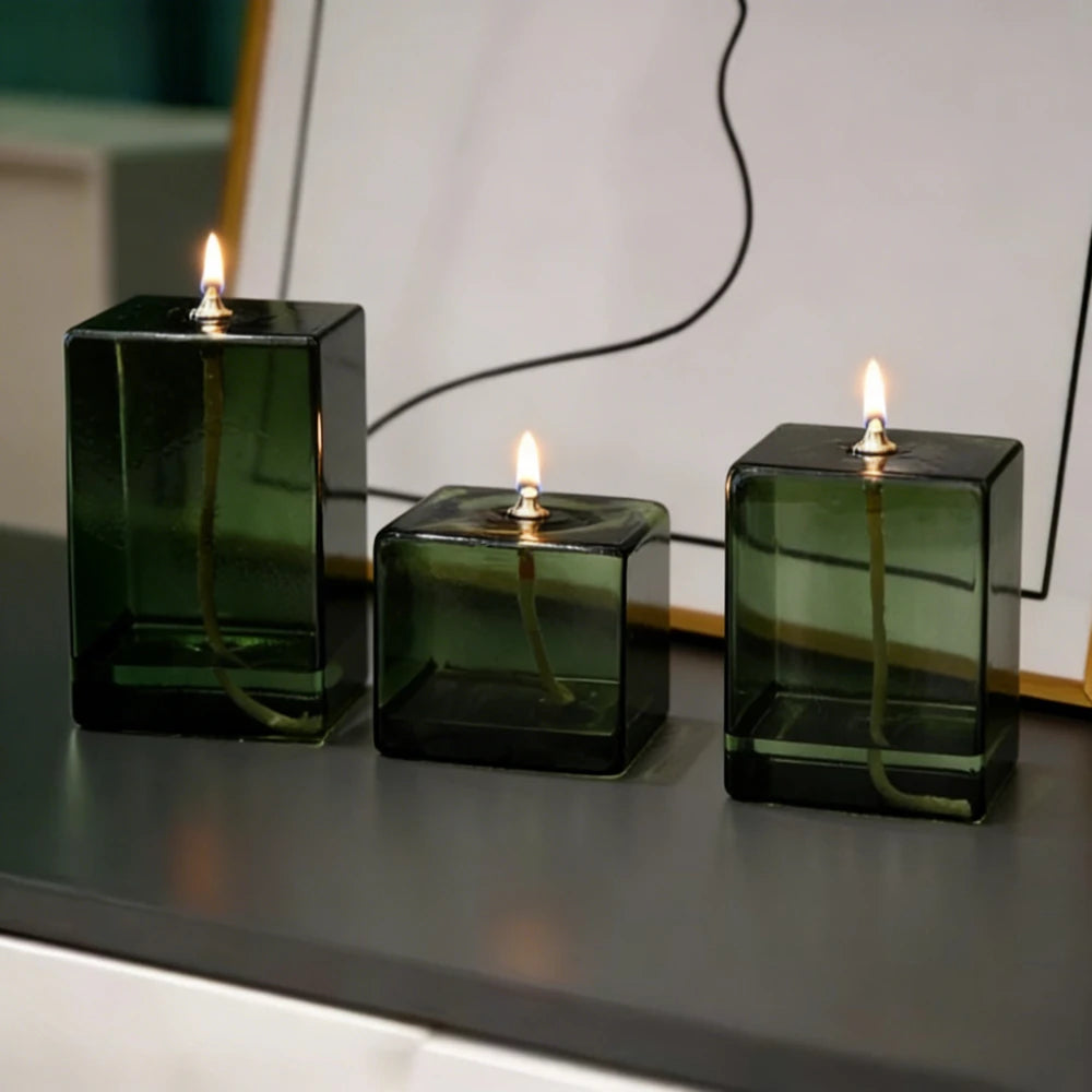 Lampe à huile en verre sans fumée, coloris vert (vue 5) - Nesty