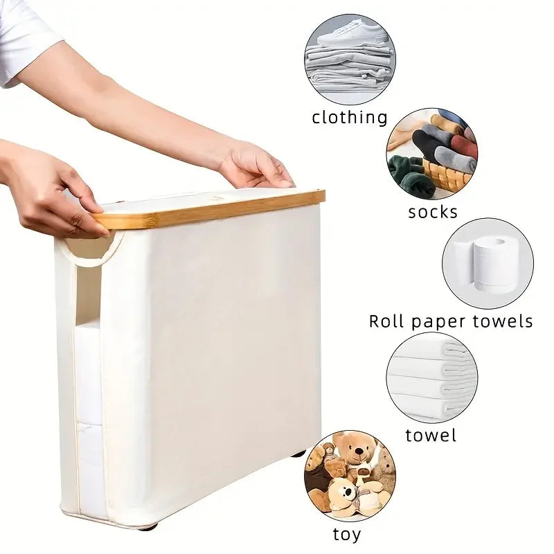 Range-papier toilette tressé en bambou avec couvercle - Nesty (vue 3)