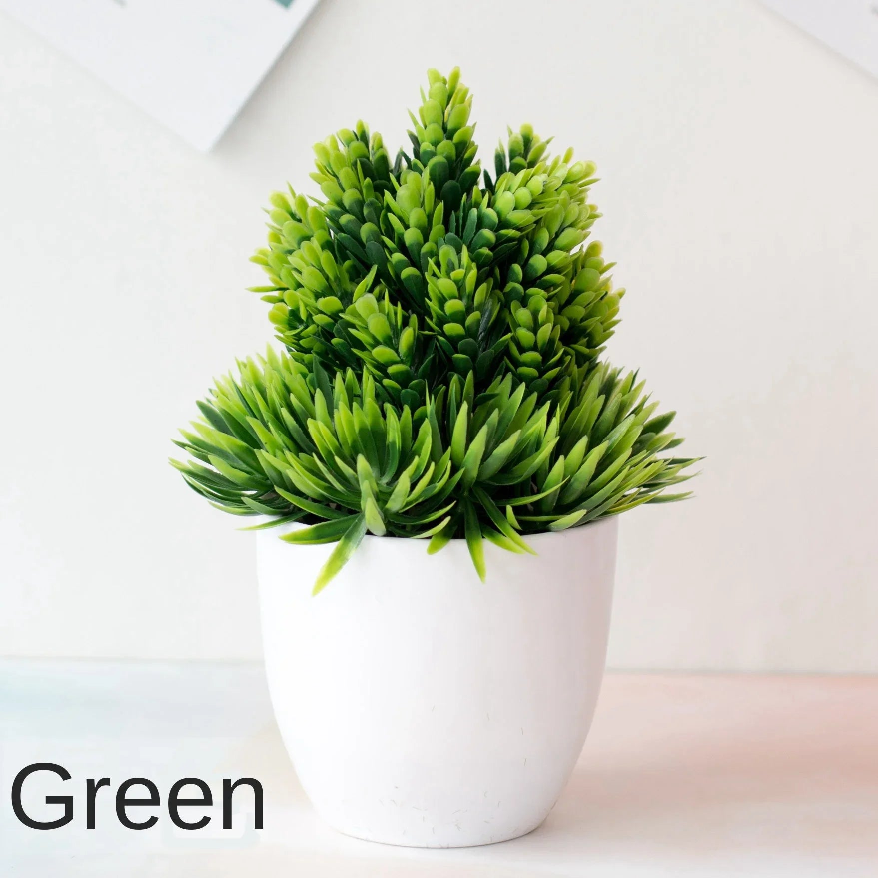 Bonsaï artificiel en pot, petit arbre pour maison et jardin, plante artificielle verte aux pousses effilées dans un pot rond blanc (vue 26) - Nesty