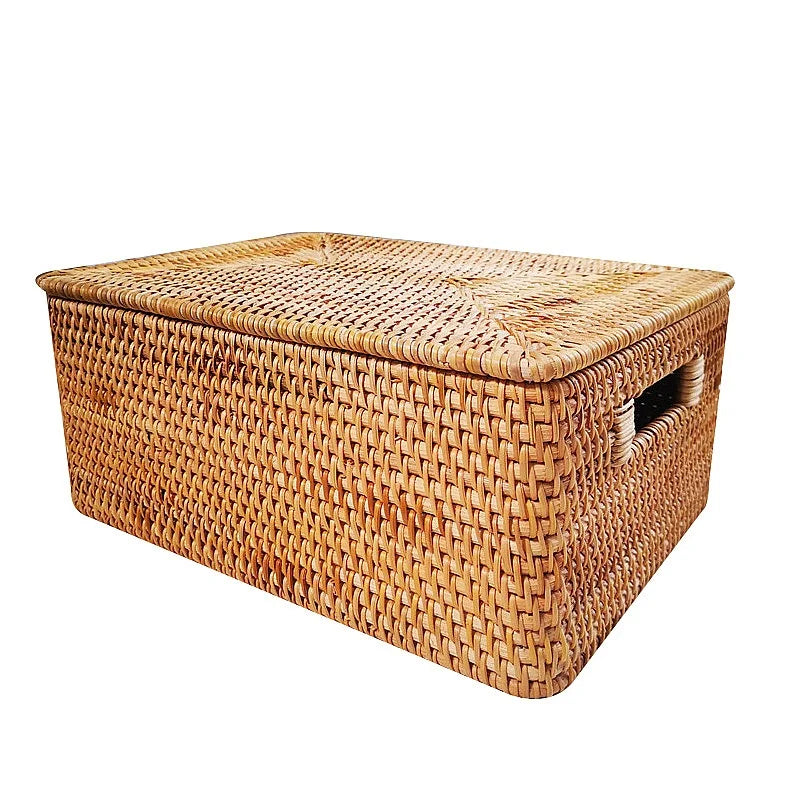 Boîte de rangement carrée en rotin tressé avec couvercle (vue 5) - Nesty
