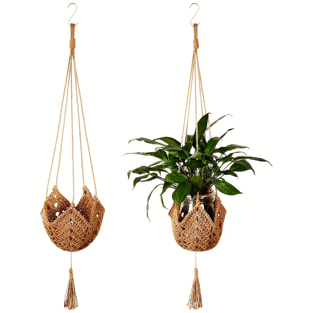 Suspension bohème en dentelle et jute avec pompons (vue 7) - Nesty