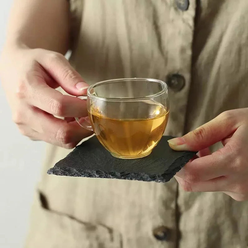 Set de 10 dessous de verre en ardoise naturelle, ronds et carrés - Nesty (vue 4)