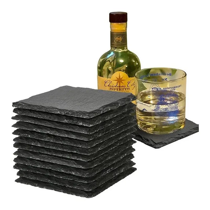 Lot de 8 dessous de verre en ardoise, support métal (vue 6) - Nesty