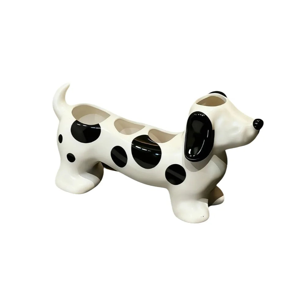 Ceramic Dachshund Toothbrush Holder 4 Slots Cute Electric Toothbrush Stand Space Saving Decorative Washbasin Organizer Washstand - Nesty (vue 7)